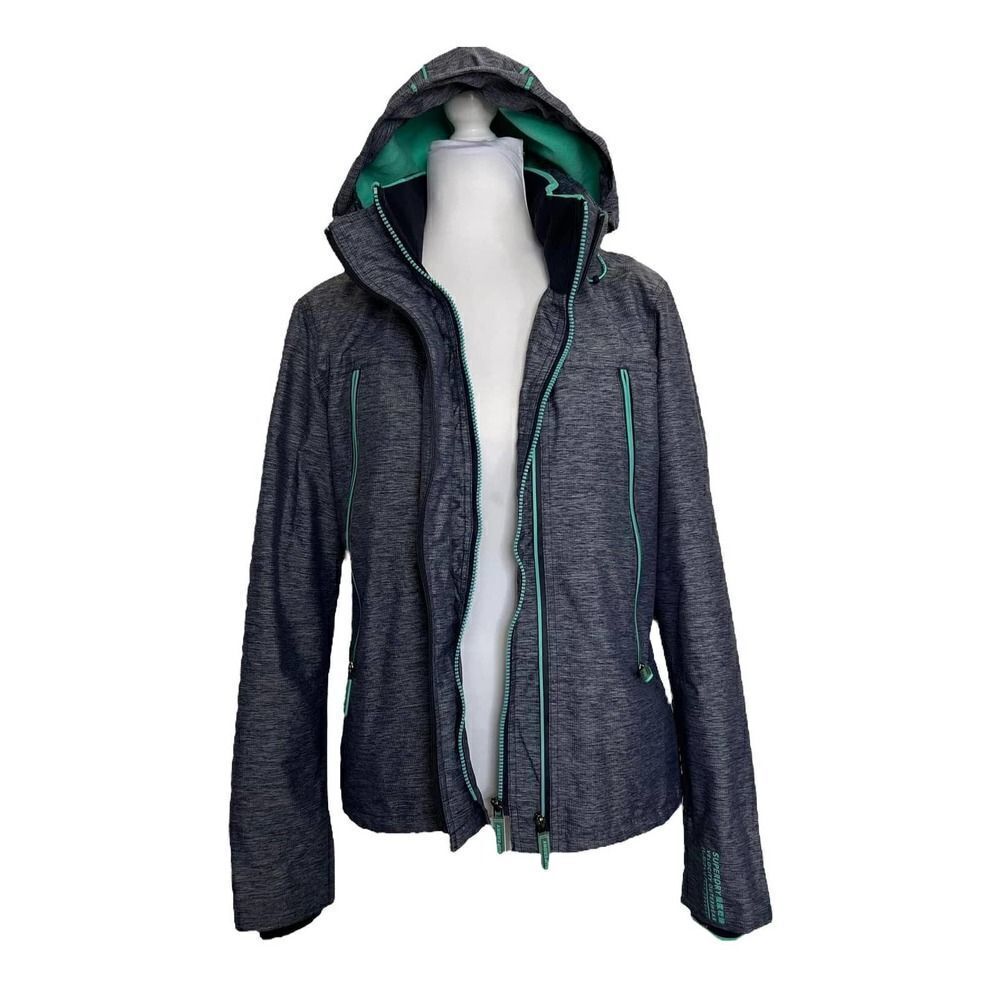 Superdry Japan Hooded‎ Jacket Blue Seafoam Green Size 8